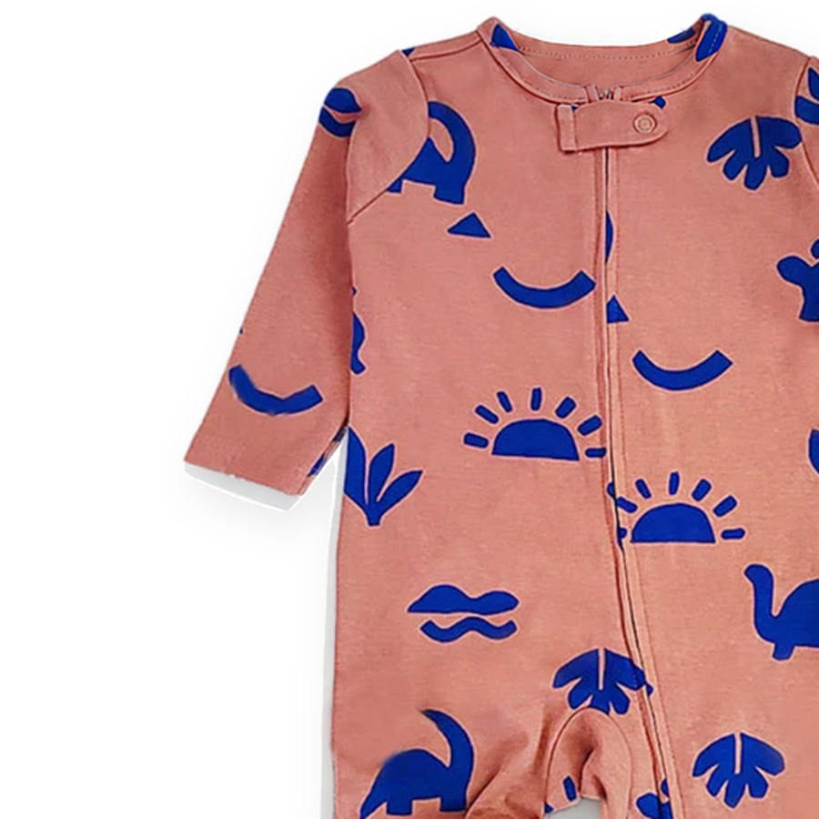 Dino Footed Romper — Dino — Cuff and foot detail — image 5