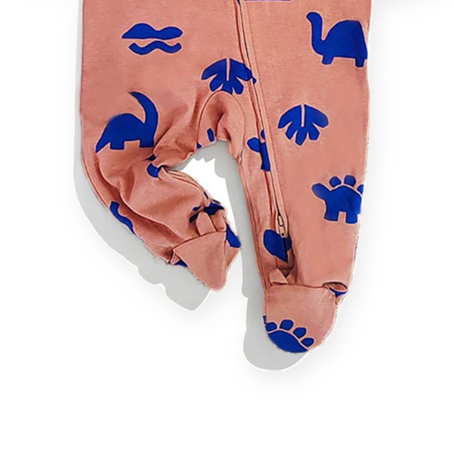 Dino Footed Romper — Dino — Gusset and seam detail — image 6