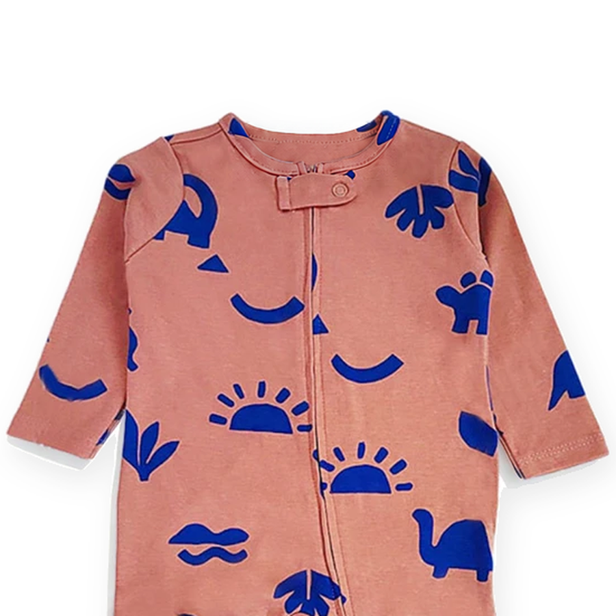 Dino Footed Romper — Dino — Zipper detail — image 3