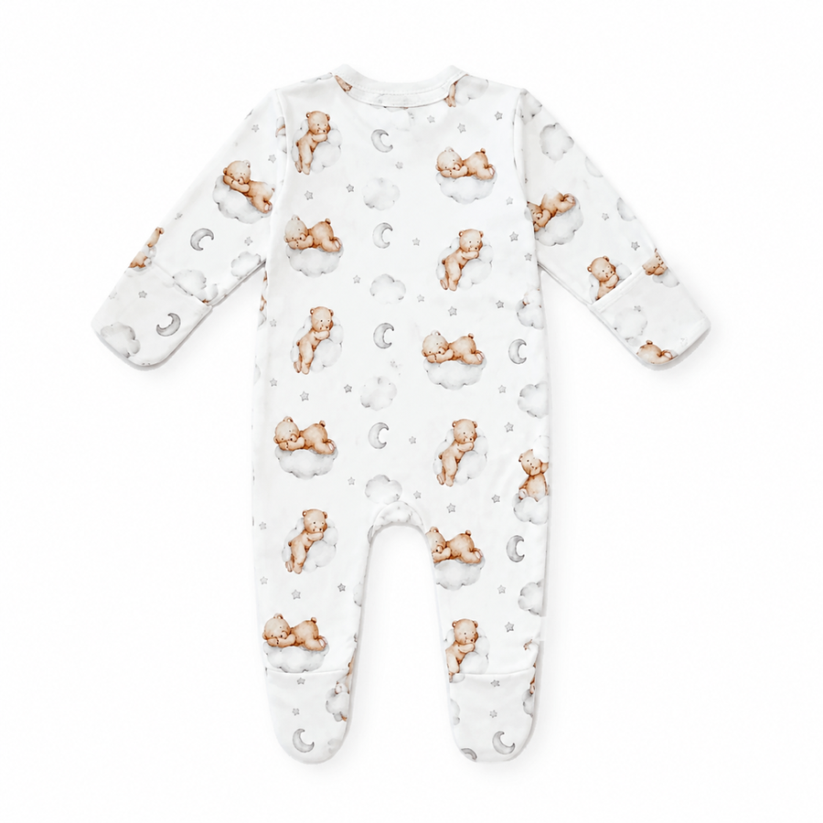 Sleeping Bears on Clouds Footed Romper — Sleeping Bears on Clouds — Back view — image 2