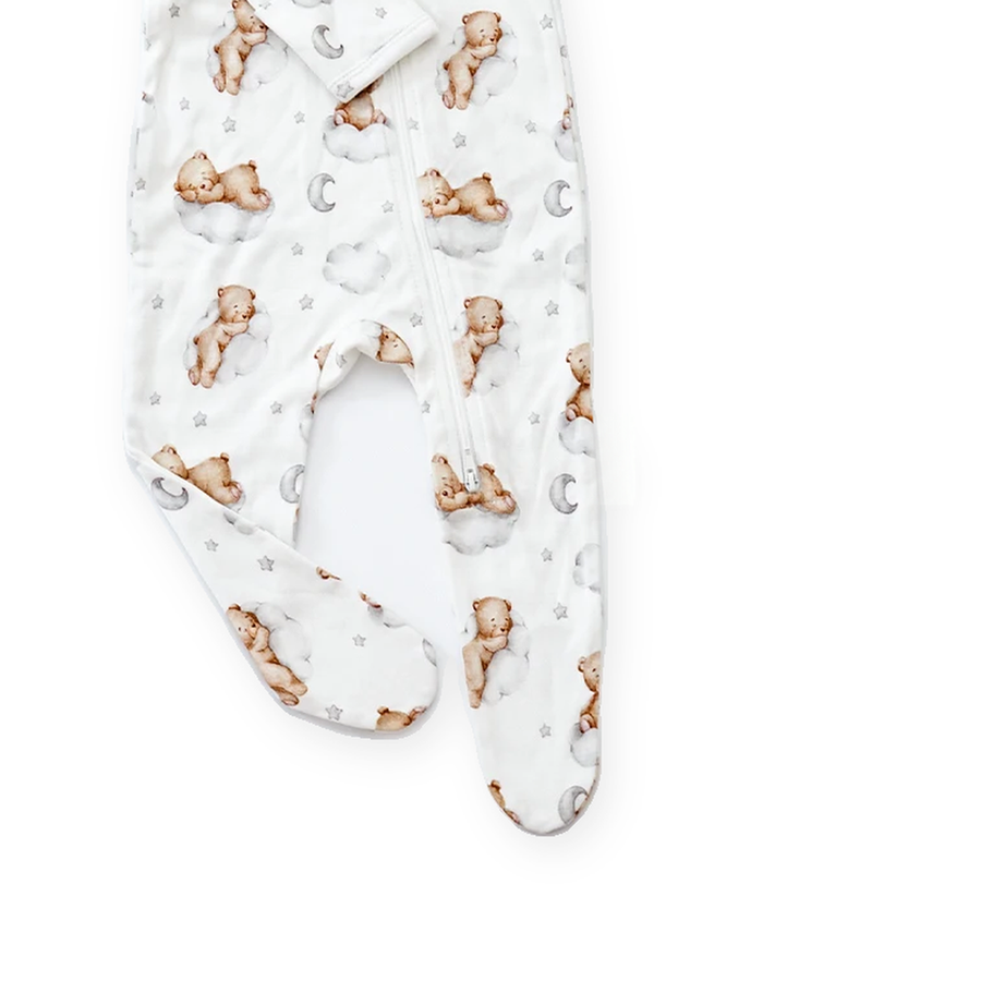 Sleeping Bears on Clouds Footed Romper — Sleeping Bears on Clouds — Gusset and seam detail — image 6