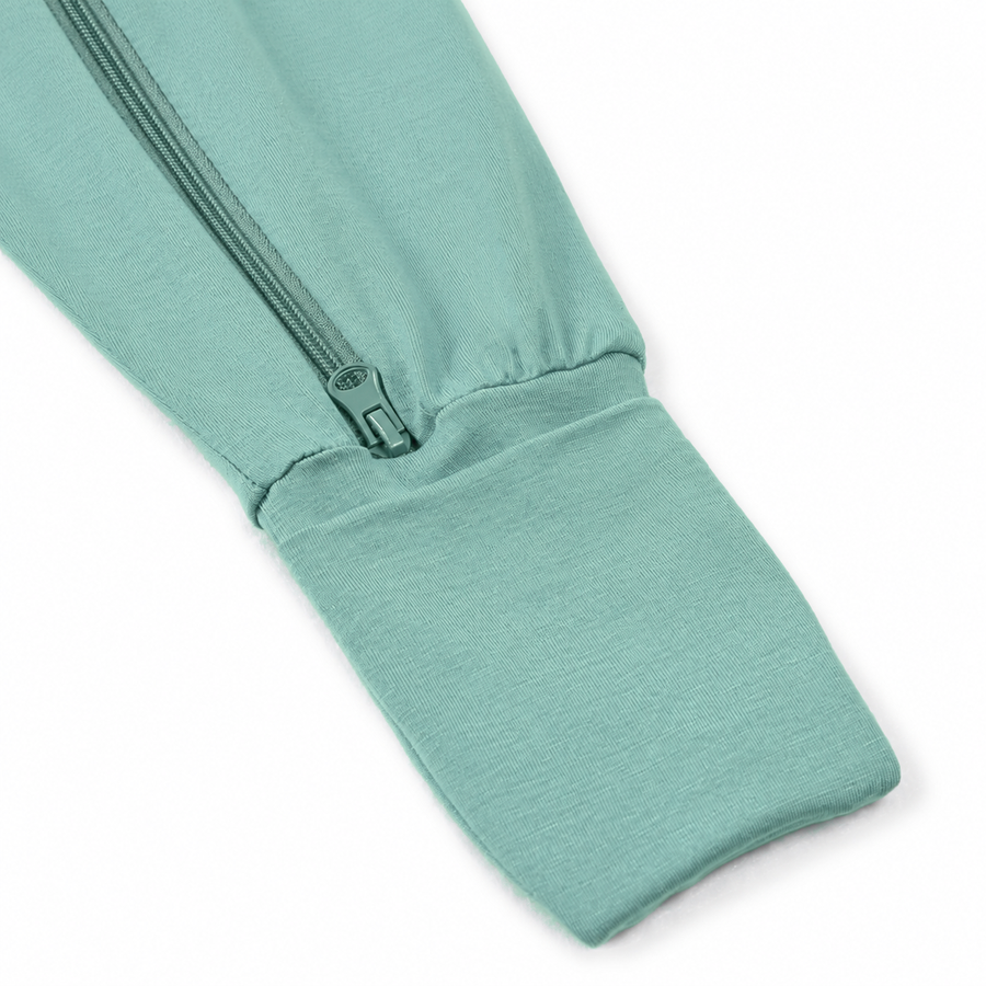 Coastal Blues Romper — Aqua — Cuff and foot detail — image 4