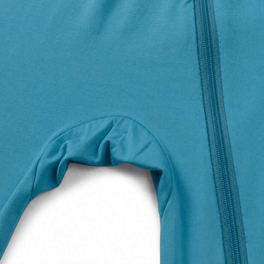 Coastal Blues Romper — Ocean Blue — Gusset and seam detail — image 5