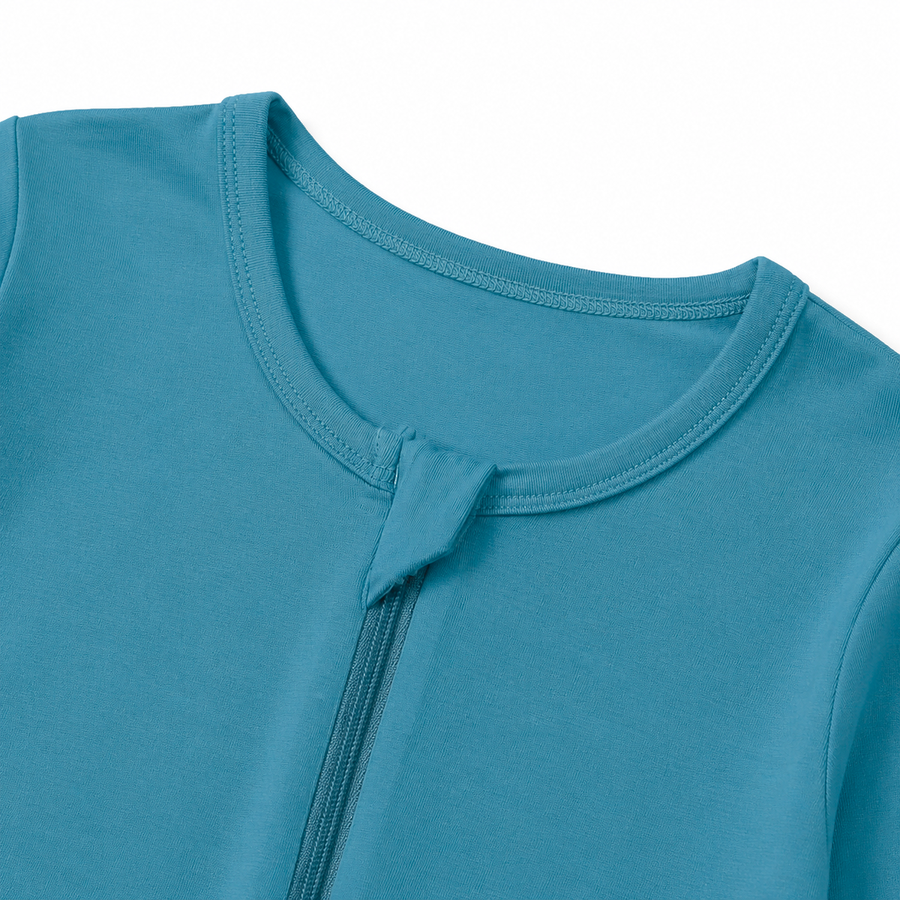 Coastal Blues Romper — Ocean Blue — Zipper detail — image 3