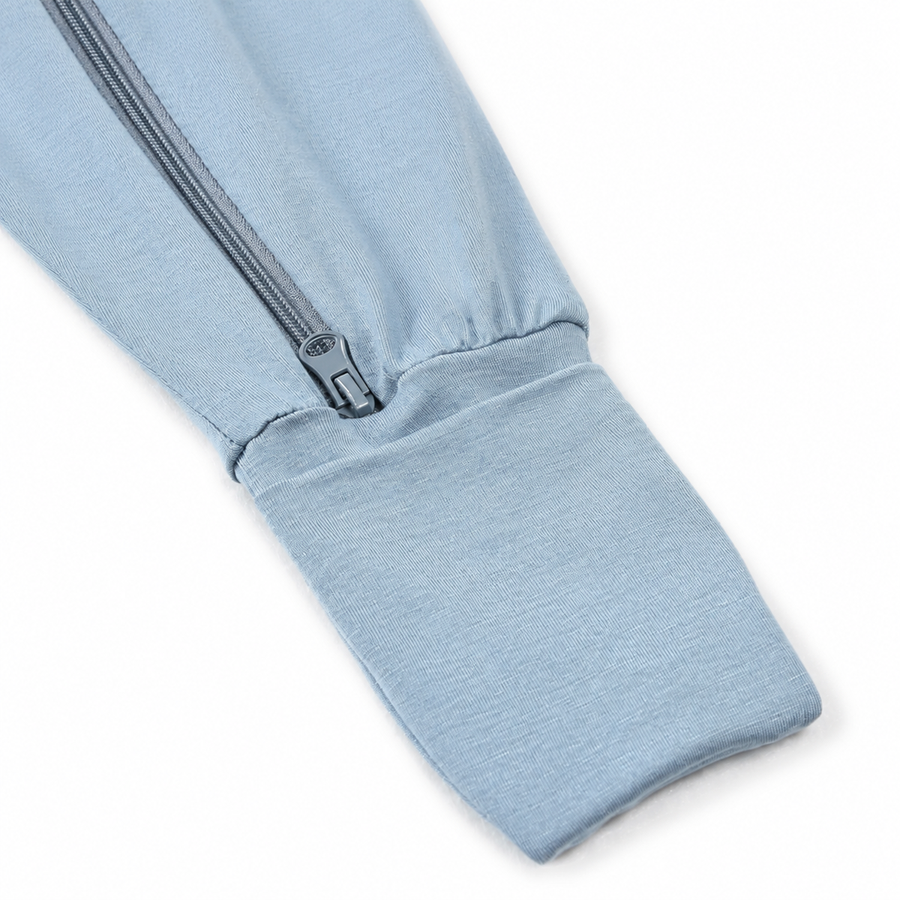 Coastal Blues Romper — Sky Blue — Cuff and foot detail — image 4