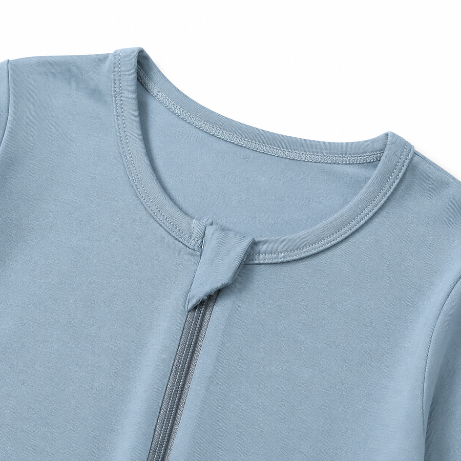 Coastal Blues Romper — Sky Blue — Zipper detail — image 3
