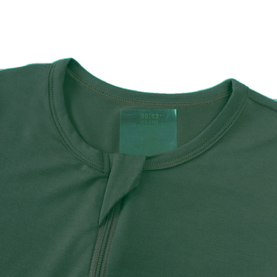 Earth Tones Romper — Forest Green — Neckline and seam detail — image 4