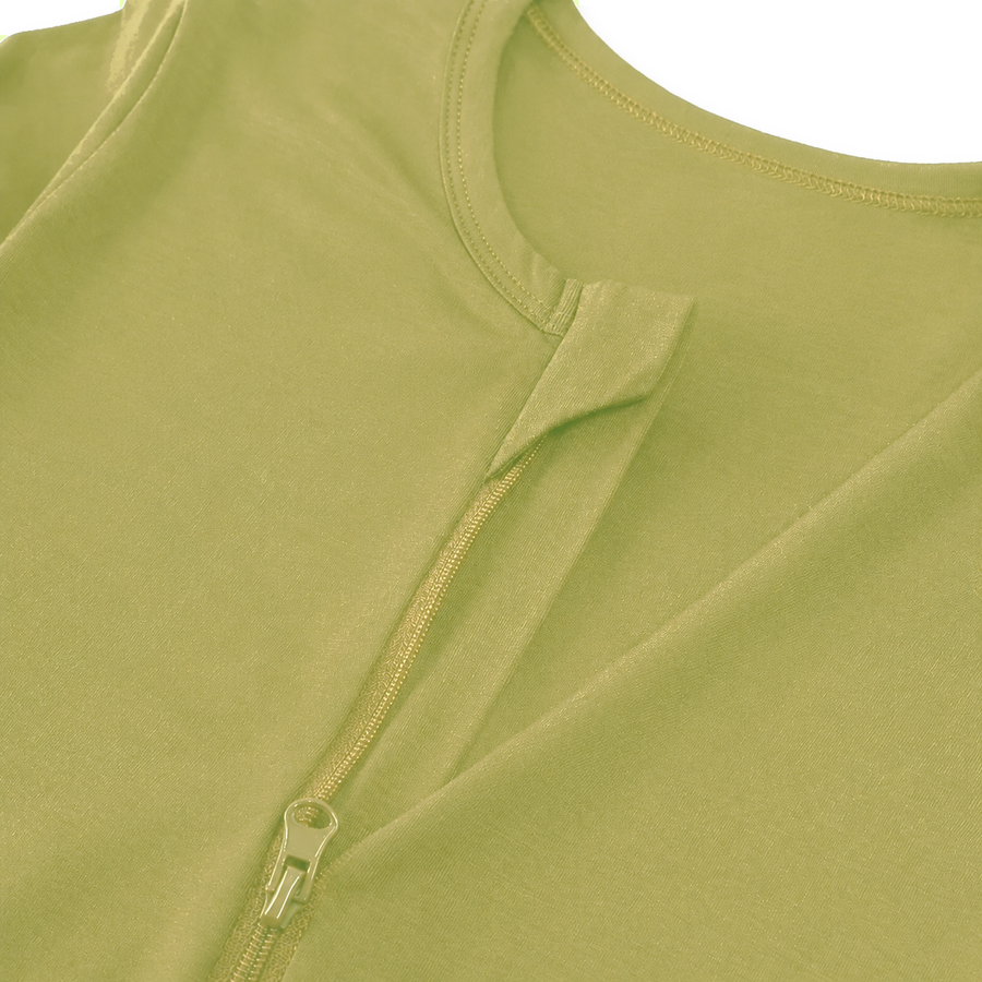Earth Tones Romper — Olive — Zipper detail — image 3