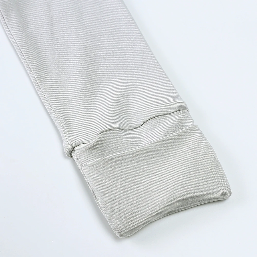 Airy Neutrals Romper — Cloud Gray — Cuff and foot detail — image 5