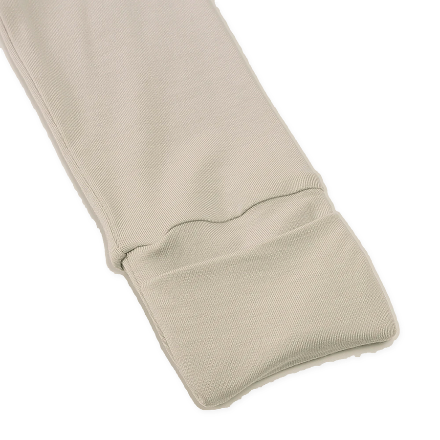 Airy Neutrals Romper — Oatmeal — Cuff and foot detail — image 5