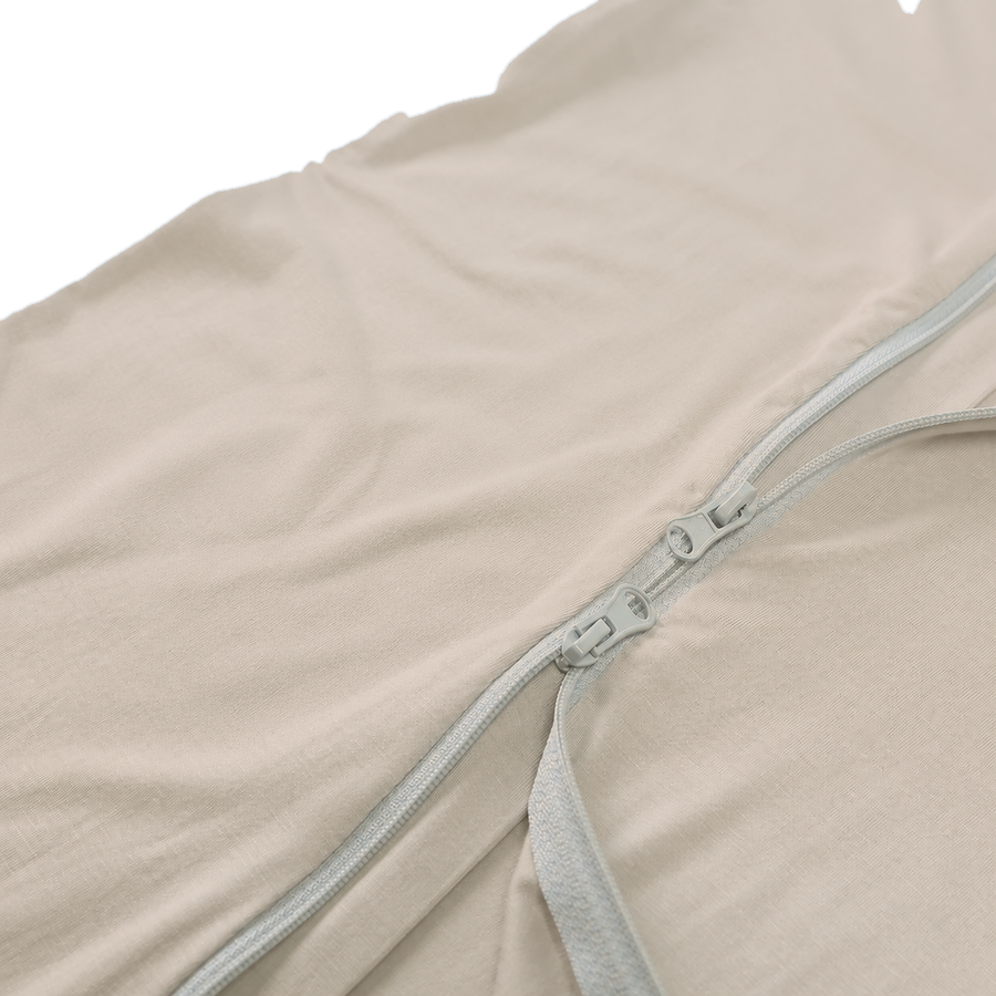 Airy Neutrals Romper — Oatmeal — Zipper detail — image 3