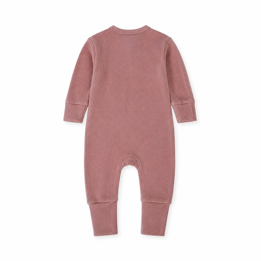 Ribbed Essentials Romper — Dusty Rose — Back view — image 2