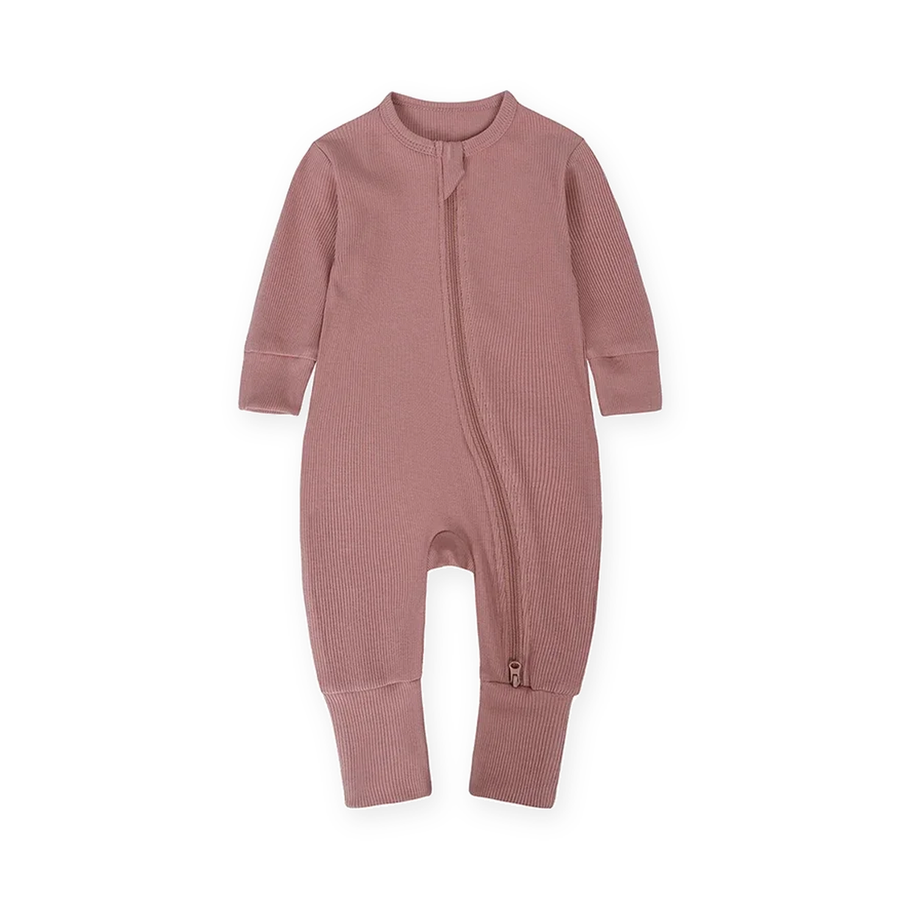 Ribbed Essentials Romper — Dusty Rose — Front view — image 1