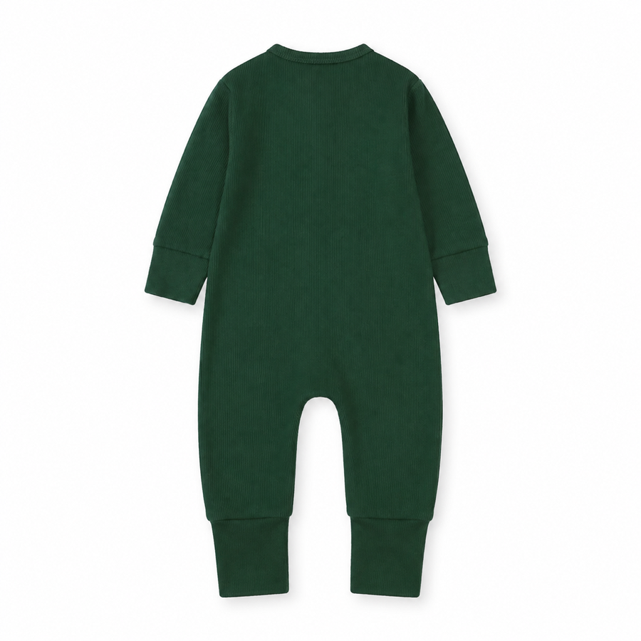 Ribbed Essentials Romper — Forest Green — Back view — image 2