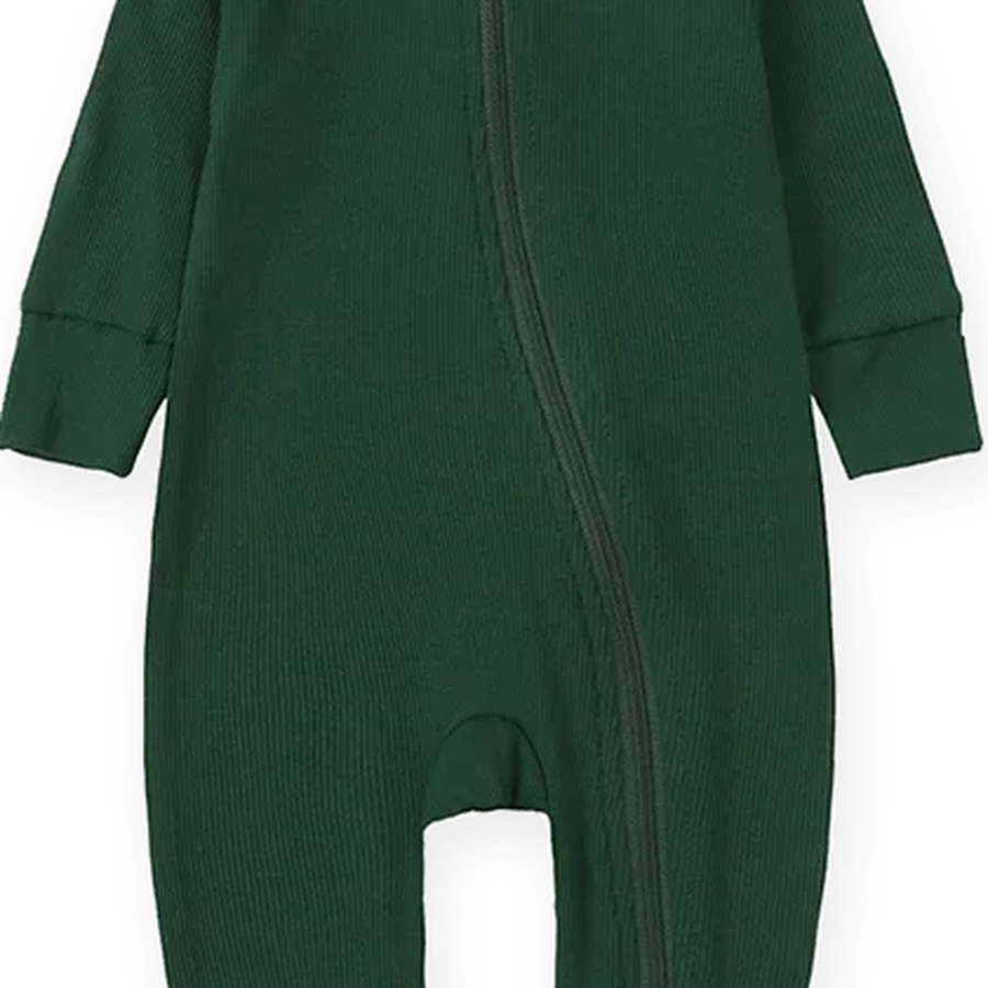 Ribbed Essentials Romper — Forest Green — Fabric detail — image 7