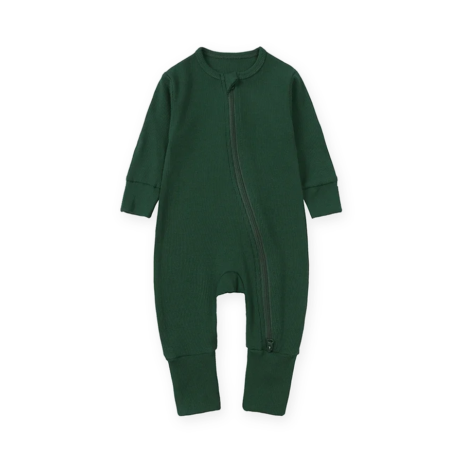 Ribbed Essentials Romper — Forest Green — Front view — image 1