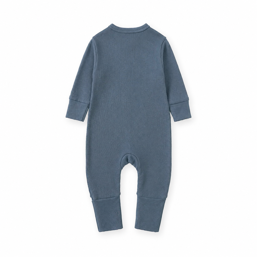 Ribbed Essentials Romper — Slate Blue — Back view — image 2