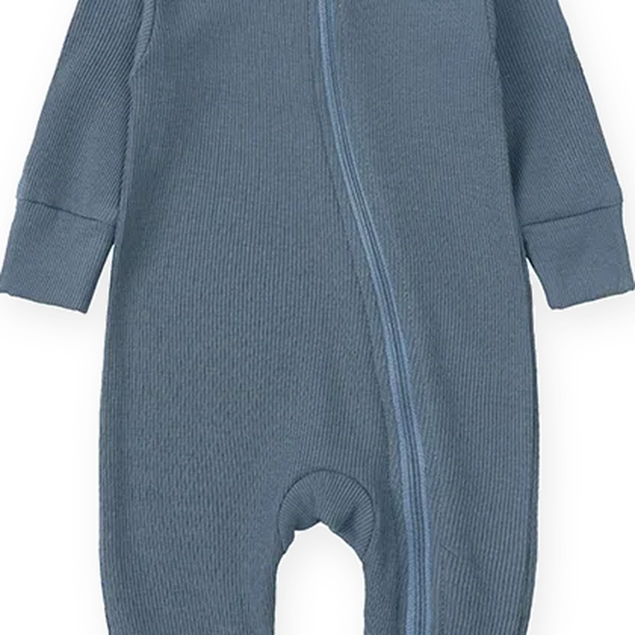 Ribbed Essentials Romper — Slate Blue — Fabric detail — image 7