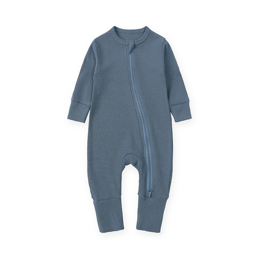 Ribbed Essentials Romper — Slate Blue — Front view — image 1