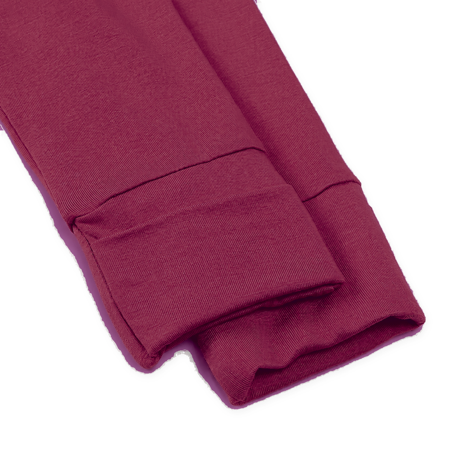 Rose Garden Romper — Berry — Cuff and foot detail — image 6