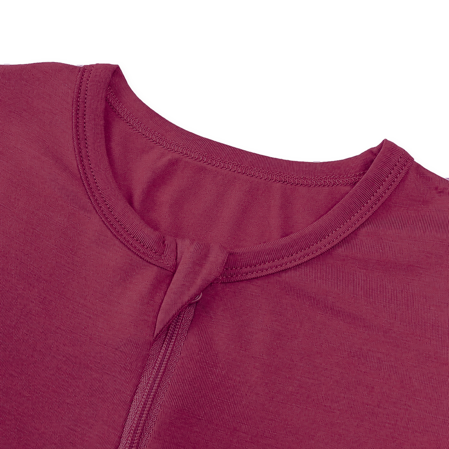 Rose Garden Romper — Berry — Neckline and seam detail — image 5