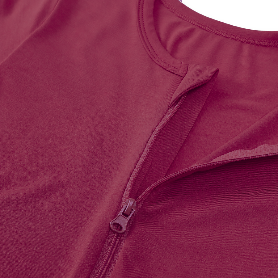 Rose Garden Romper — Berry — Zipper detail — image 3