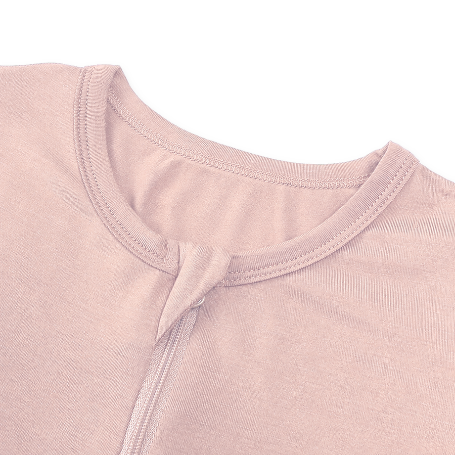 Rose Garden Romper — Blush Pink — Neckline and seam detail — image 5