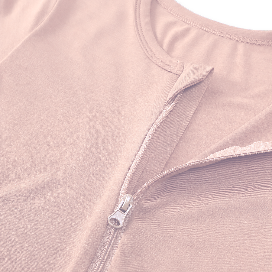 Rose Garden Romper — Blush Pink — Zipper detail — image 3