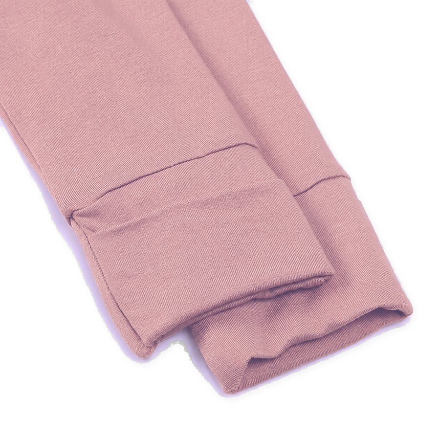 Rose Garden Romper — Dusty Rose — Cuff and foot detail — image 6