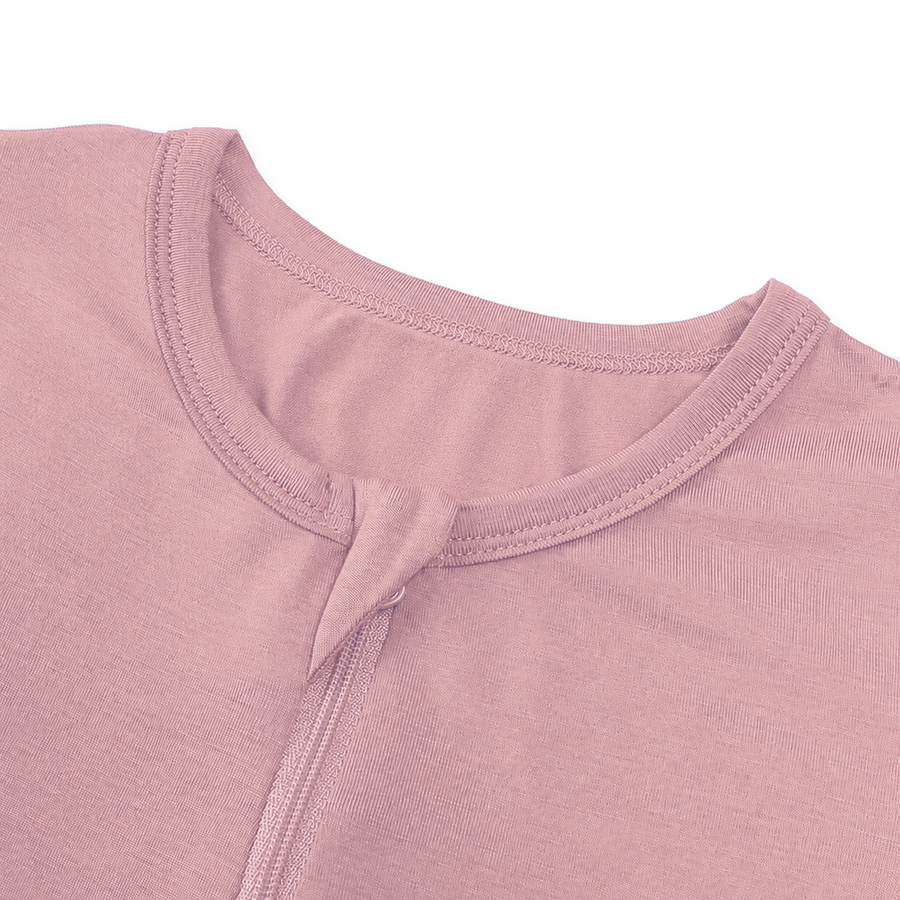 Rose Garden Romper — Dusty Rose — Neckline and seam detail — image 5