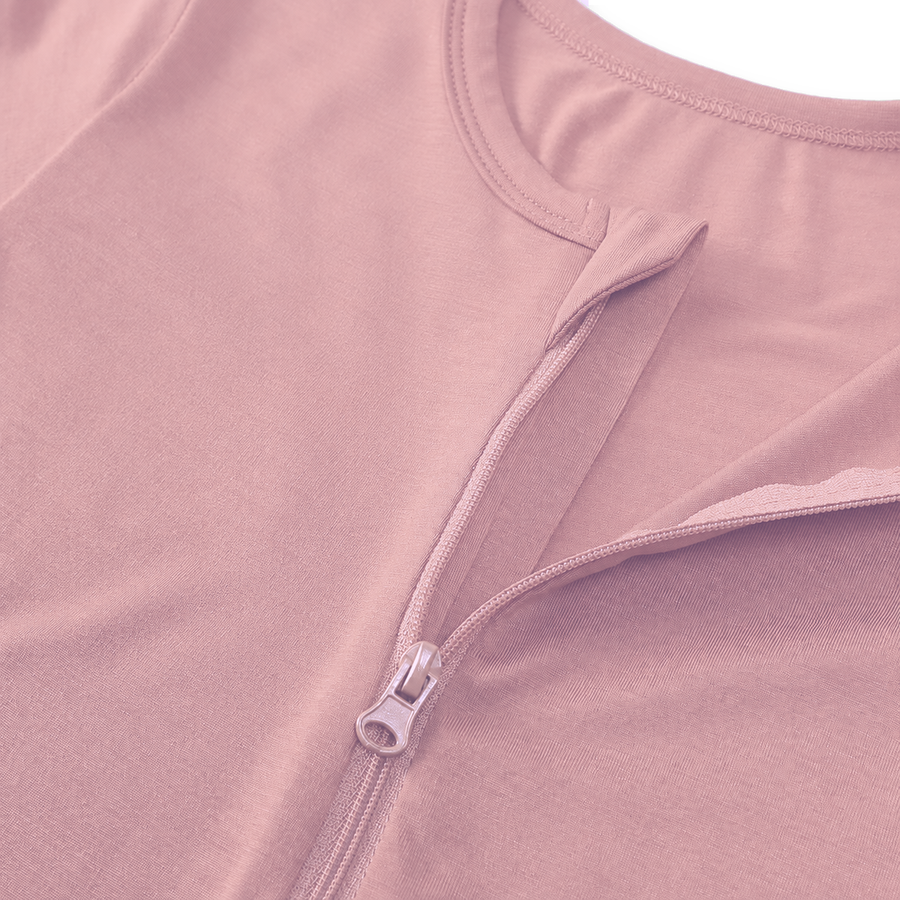 Rose Garden Romper — Dusty Rose — Zipper detail — image 3