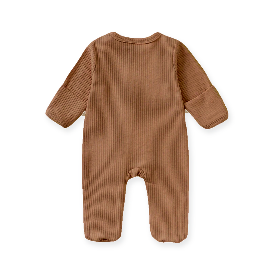 Ribbed Rich Cotton Romper — Caramel — Back view — image 2
