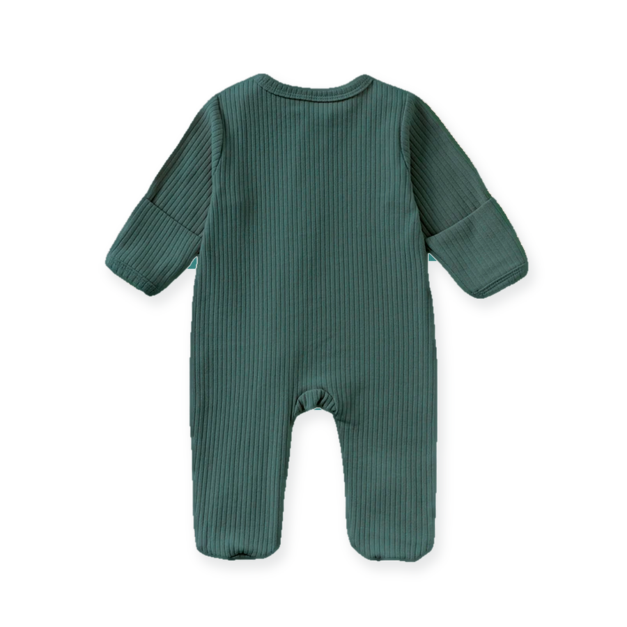 Ribbed Rich Cotton Romper — Deep Teal — Back view — image 2