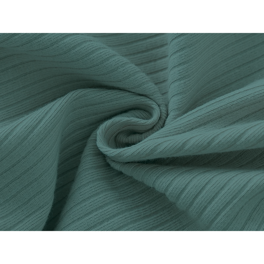 Ribbed Rich Cotton Romper — Deep Teal — Fabric detail — image 9