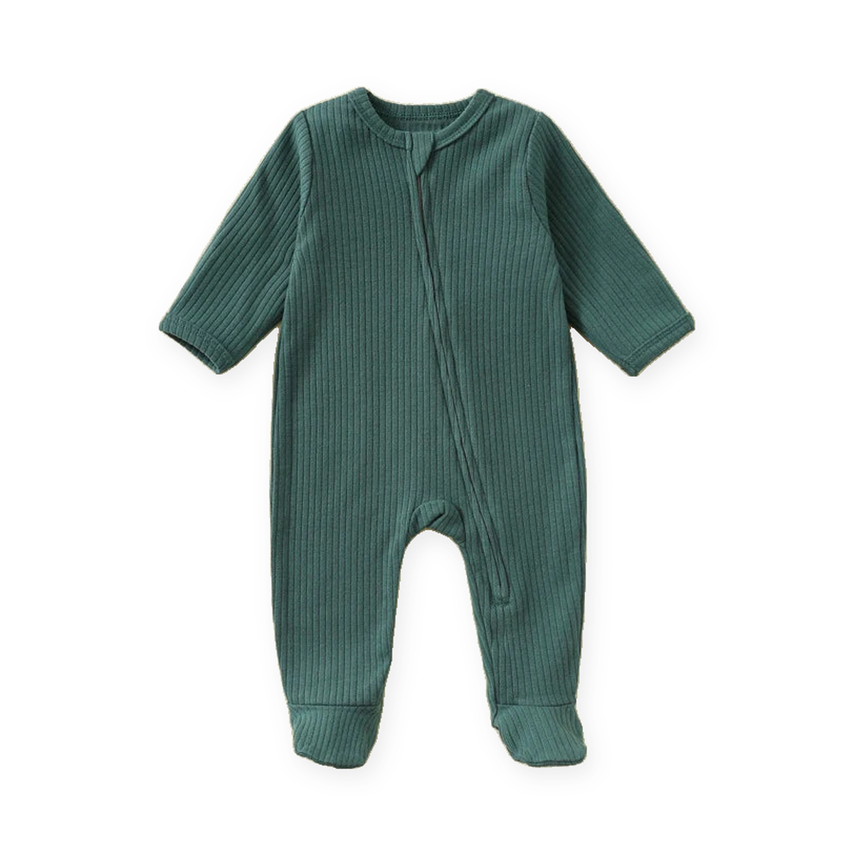 Ribbed Rich Cotton Romper — Deep Teal — Front view — image 1
