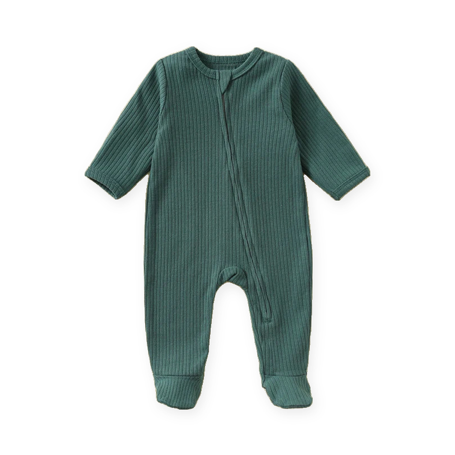 Ribbed Rich Cotton Romper — Deep Teal — Front view — image 1