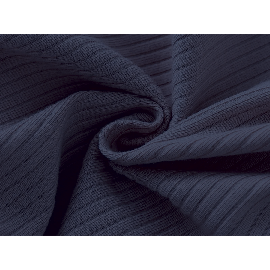 Ribbed Rich Cotton Romper — Navy — Fabric detail — image 9