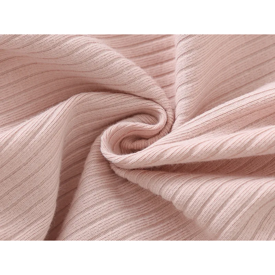 Ribbed Soft & Warm Cotton Romper — Blush Pink — Fabric detail — image 9