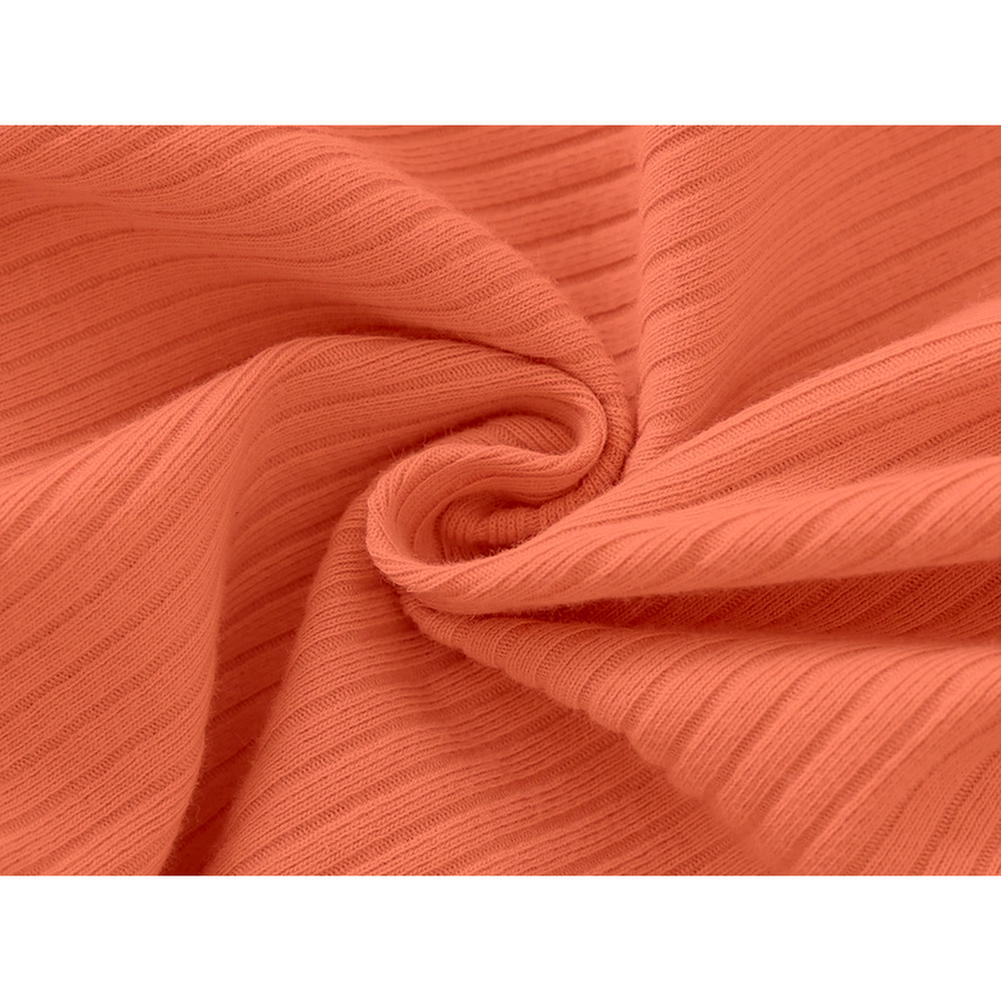 Ribbed Soft & Warm Cotton Romper — Coral — Fabric detail — image 9