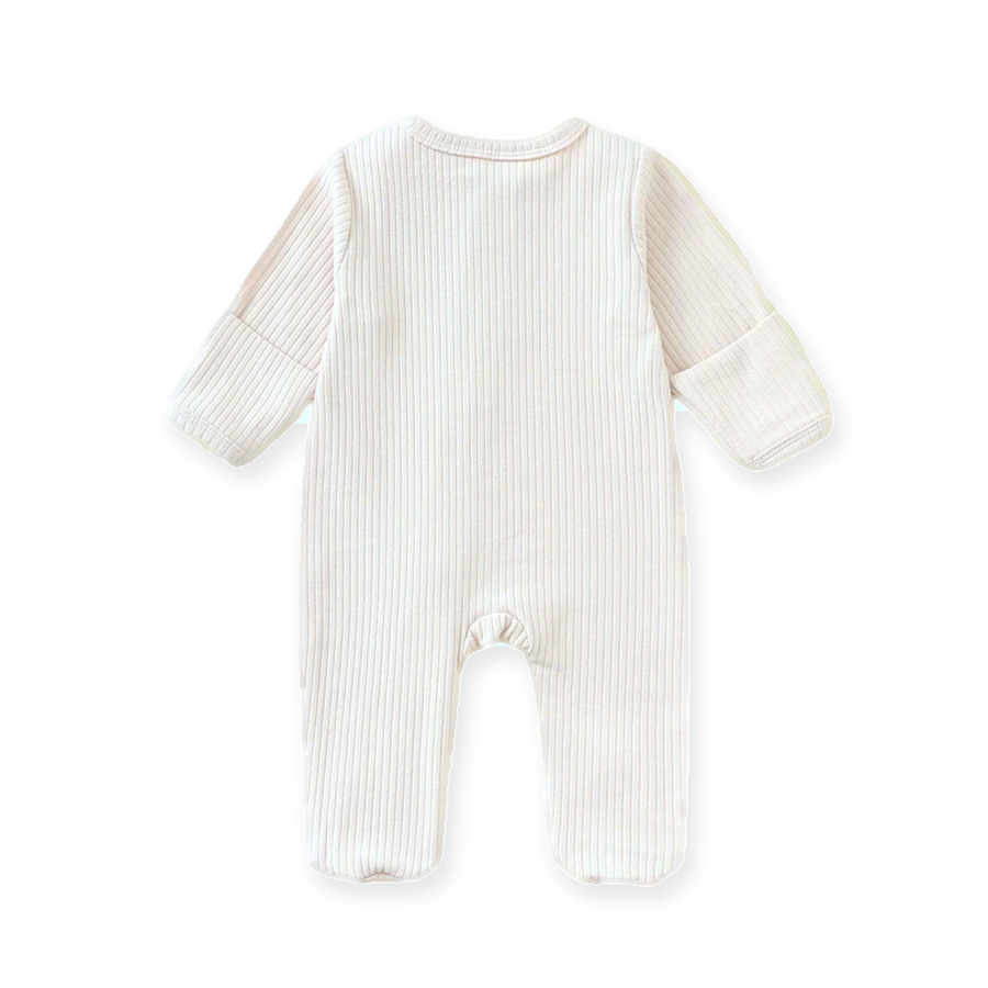 Ribbed Soft & Warm Cotton Romper — Ivory — Back view — image 2