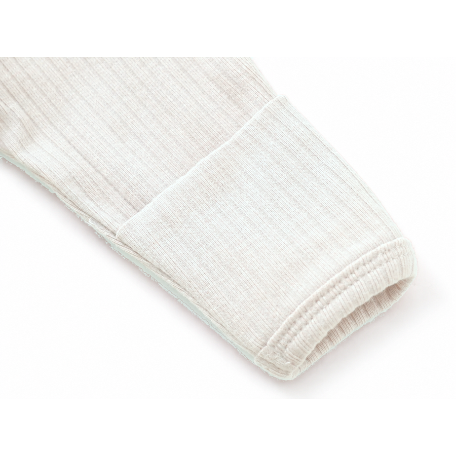 Ribbed Soft & Warm Cotton Romper — Ivory — Cuff and foot detail — image 6