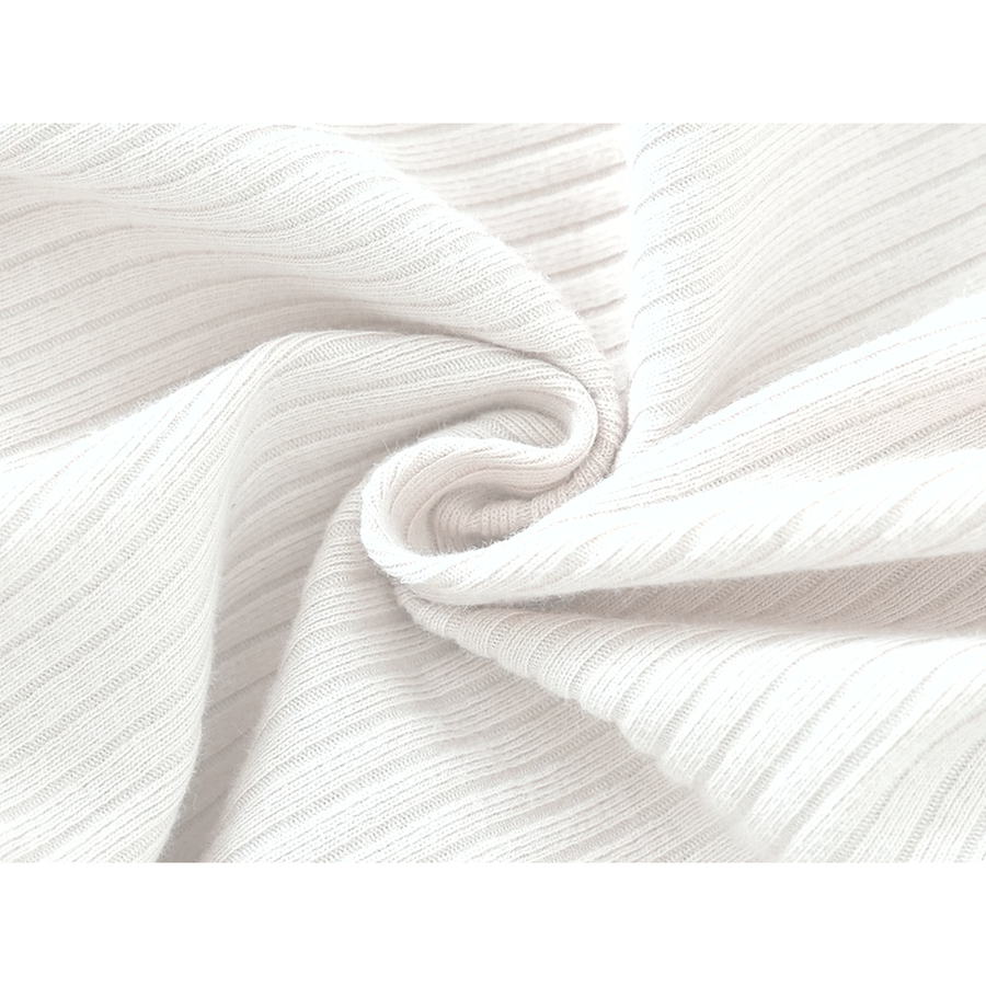 Ribbed Soft & Warm Cotton Romper — Ivory — Fabric detail — image 9