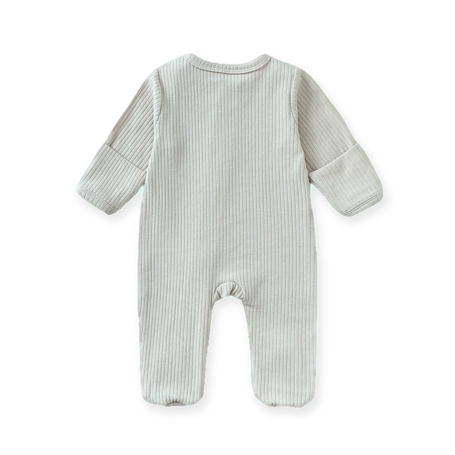 Ribbed Soft & Warm Cotton Romper — Sage — Back view — image 2