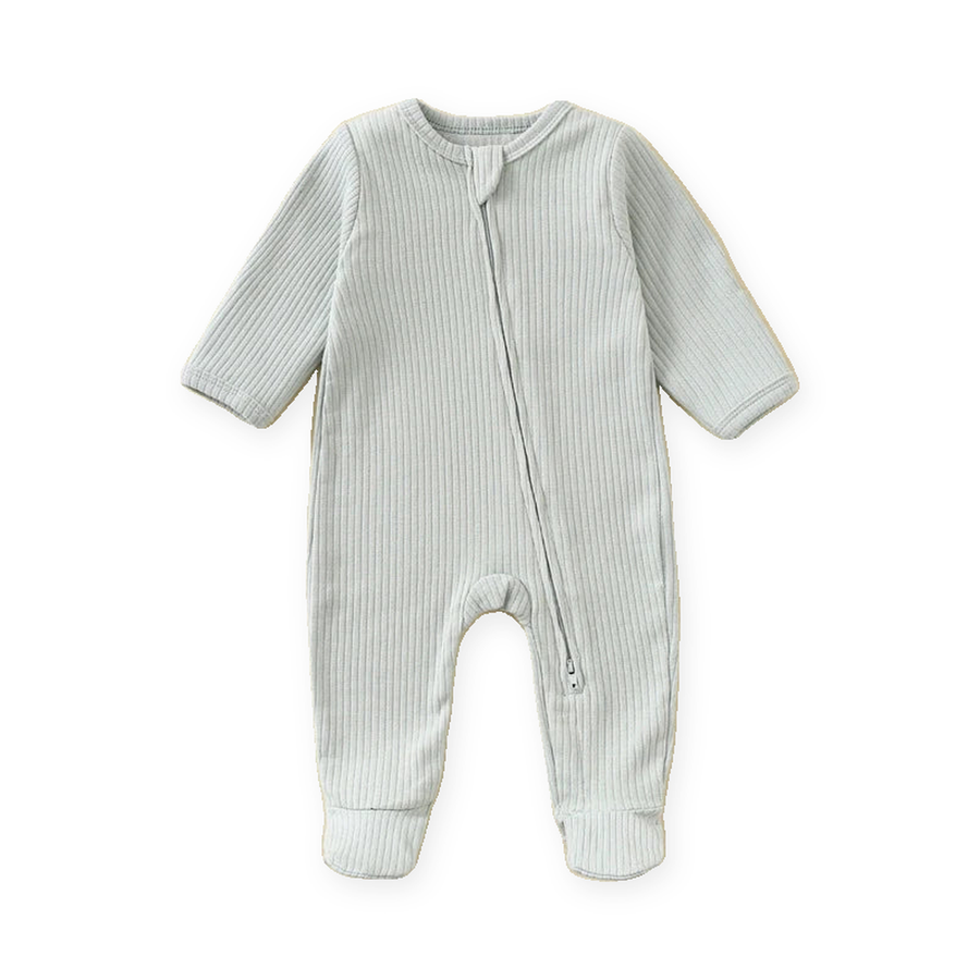 Ribbed Soft & Warm Cotton Romper — Sage — Front view — image 1