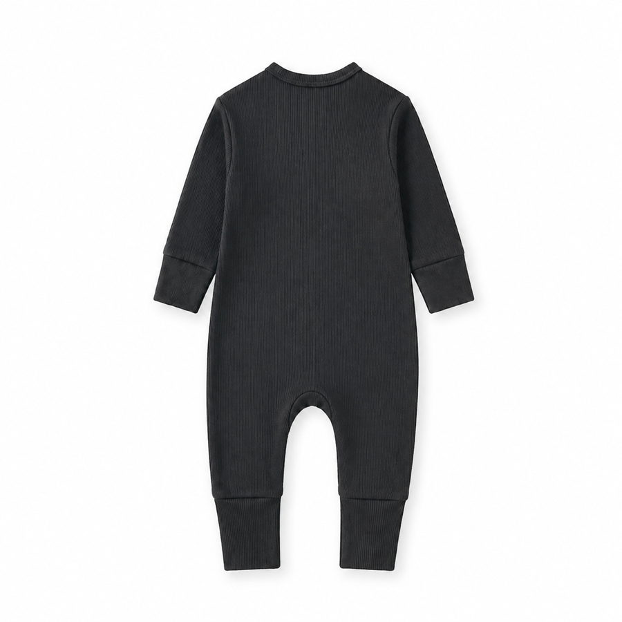 Ribbed Neutrals Heavyweight Romper — Black — Back view — image 2