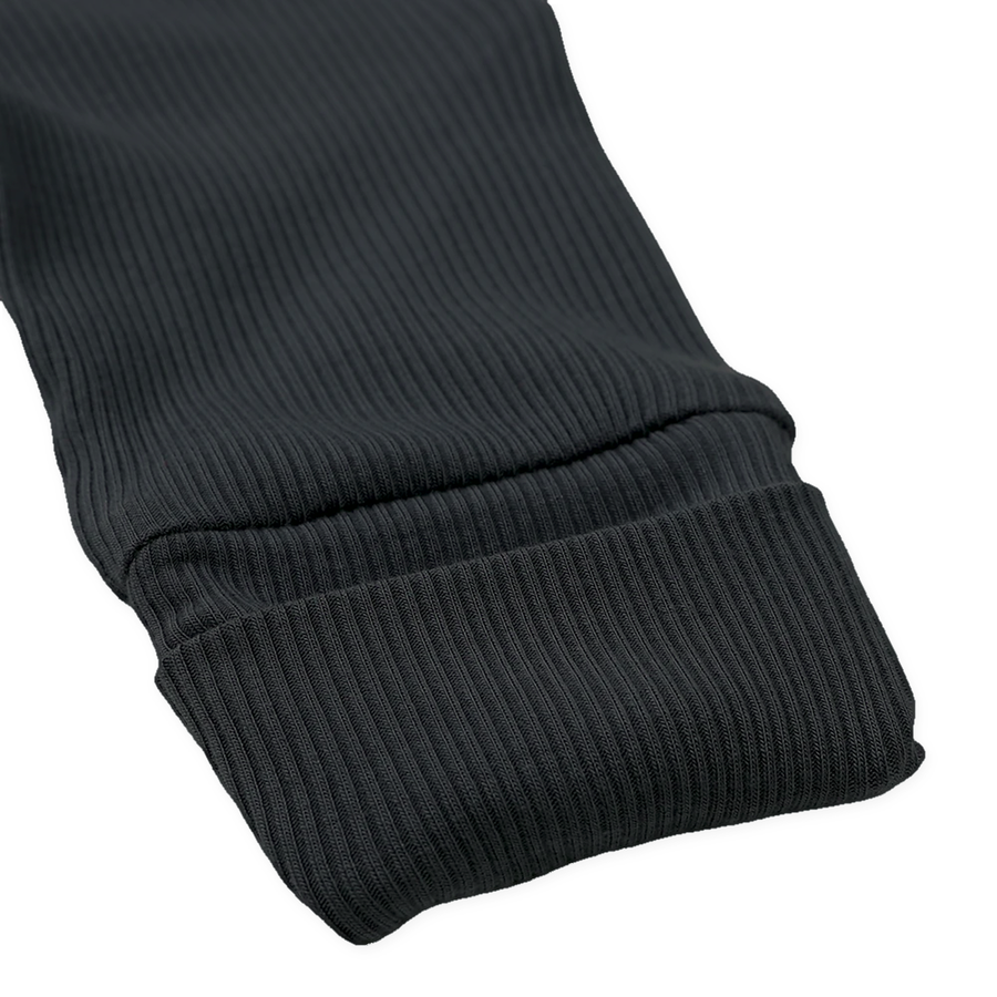 Ribbed Neutrals Heavyweight Romper — Black — Cuff and foot detail — image 8
