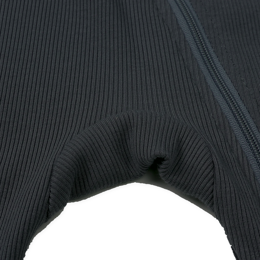 Ribbed Neutrals Heavyweight Romper — Black — Gusset and seam detail — image 11