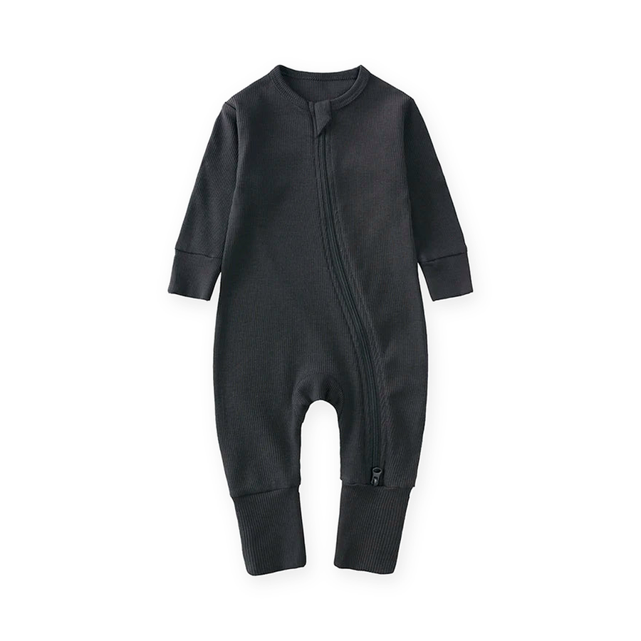 Ribbed Neutrals Heavyweight Romper — Black — Front view — image 1