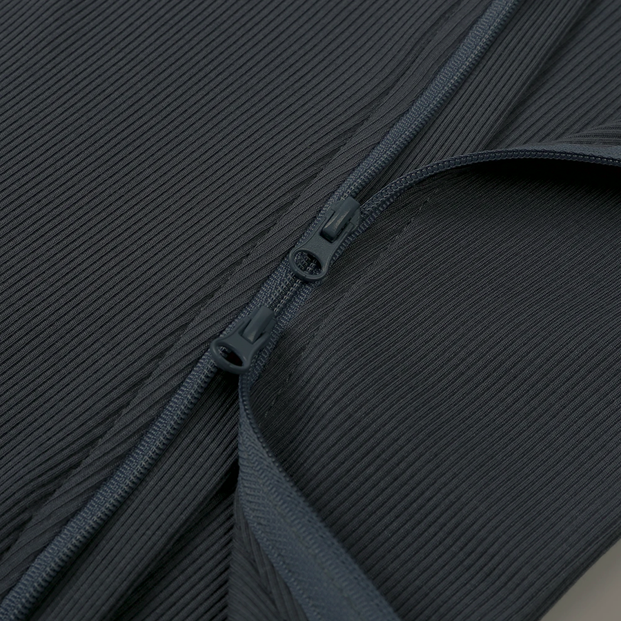Ribbed Neutrals Heavyweight Romper — Black — Zipper detail — image 5