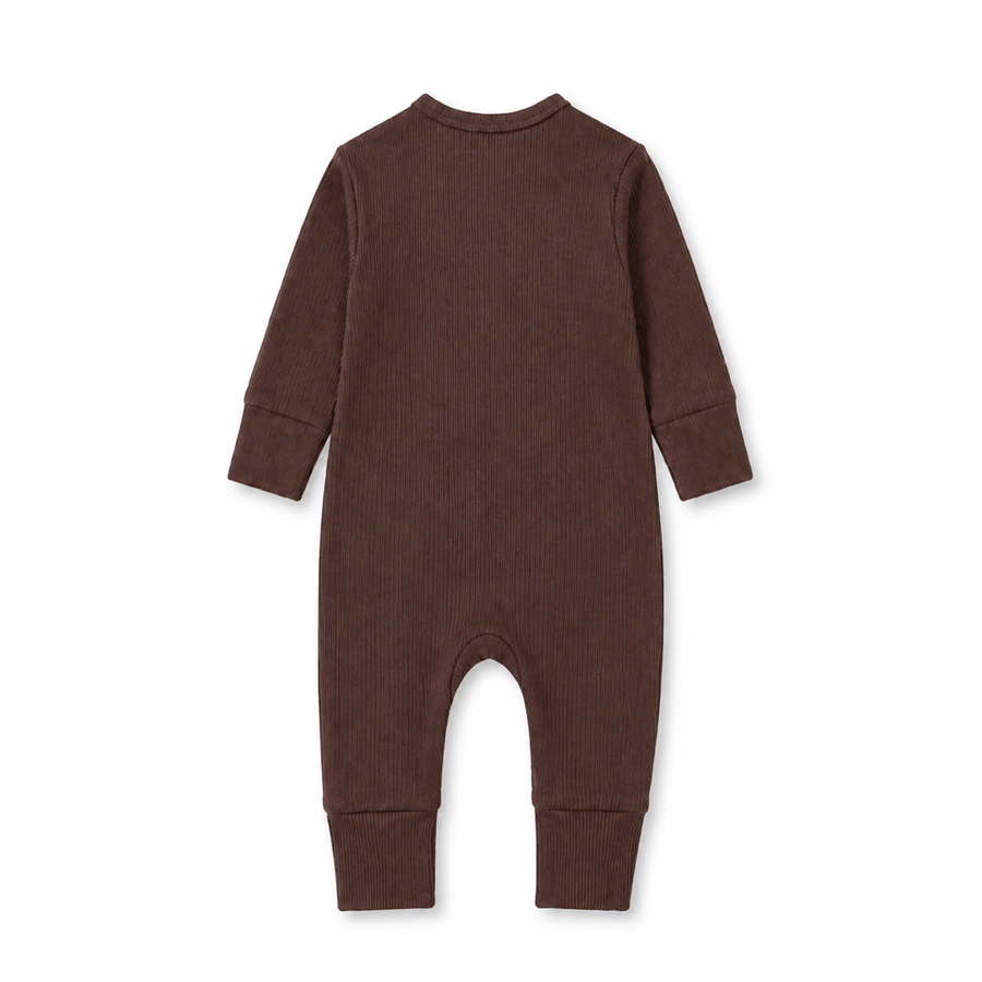 Ribbed Neutrals Heavyweight Romper — Chocolate — Back view — image 2